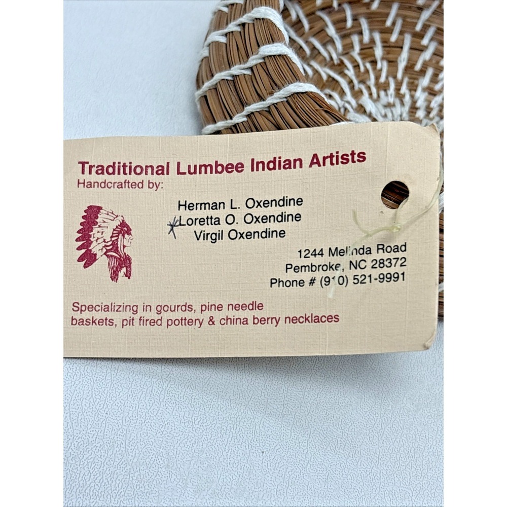 VTG Handmade Pine Needle Basket W/Lid Lumbee Indian Artist Loretta O. Oxandine - Picture 4 of 7